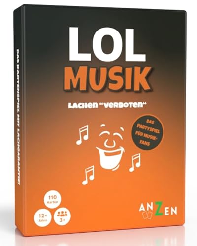 LOL MUSIK - Lachen "verboten" | Partyspiel | Kartenspiel | Gesellschaftsspiel | Geschenk Weihnachten und Silvester | Wichtelgeschenk für Männer und Frauen | Musikspiel für musikbegeisterte Erwachsene von ANZEN