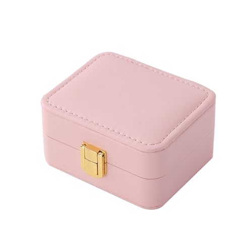 AOCHAO Reise SchmuckkäStchen-Kleine Schmuckschatulle FüR Damen|Reiseschmuckaufbewahrung Mit Kosmetikspiegel|Jewelry Box FüR Ringe,Halskette,Ohrringe|Geschenke FüR Frauen (Abschnitt D (Rosa)) von AOCHAO