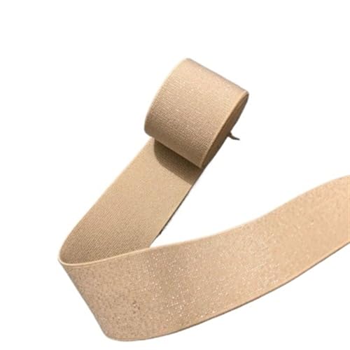 AOEGBY Gummiband 2 Meter elastische Bandbreite, verdickte, hochelastische Farbhose, elastischer Flacher Rock, Taille, Gummiband, weiche Taillendichtung Gummibänder(Apricot Silver) von AOEGBY