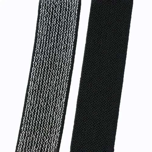 AOEGBY Gummiband 25-50mm Nylon Weiches Gummiband Pailletten Spandex Gummiband Kleidung Unterwäsche Rock DIY Nähzubehör 5/10 Meter Gummibänder(BlackSilver,10METERS_30MM) von AOEGBY