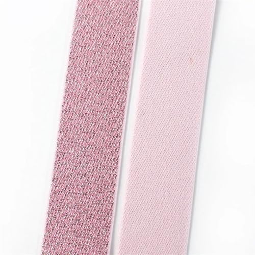 AOEGBY Gummiband 25-50mm Nylon Weiches Gummiband Pailletten Spandex Gummiband Kleidung Unterwäsche Rock DIY Nähzubehör 5/10 Meter Gummibänder(Pink,10METERS_25MM) von AOEGBY