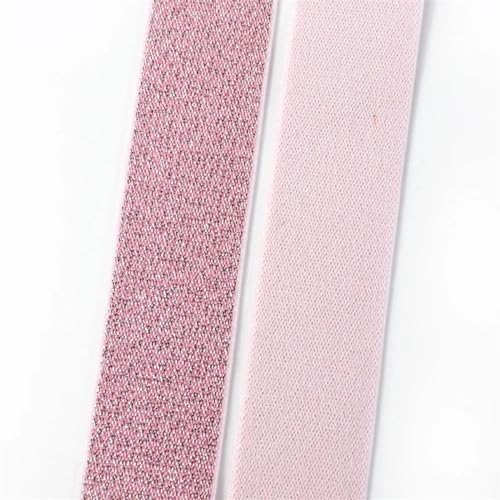 AOEGBY Gummiband 3/5/10 Meter 25-50mm Seide Nylon Gummiband Polyester Gurtband Gürtel Gummiband DIY Bund Kleid Gürtel Nähzubehör Gummibänder(Pink,10METERS_30MM) von AOEGBY