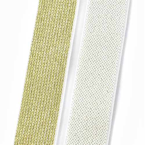 AOEGBY Gummiband 3/5/10 Meter 25-50mm Seide Nylon Gummiband Polyester Gurtband Gürtel Gummiband DIY Bund Kleid Gürtel Nähzubehör Gummibänder(WhiteGold,10METERS_40MM) von AOEGBY