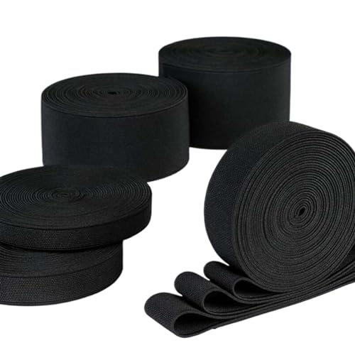 AOEGBY Gummiband 4Meter/8Meter 15mm/20mm/25mm/30mm/35mm/40mm/45mm/50mm Weiß Schwarz Nylon Hohe Elastische Bänder Kleidung Hosen Nähen Zubehör Gummibänder(Black,8 Meter_20MM) von AOEGBY