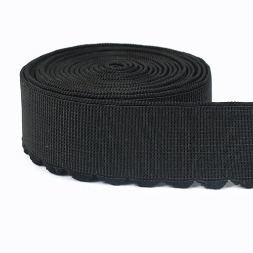 AOEGBY Gummiband 5/10/20M 10-50mm Schwarz Weiß Nylon Gummibänder Unterwäsche BH Gummiband Frühling Gurtband Spitze Hosen Gürtel Kleidungsstück Nähen Zubehör Gummibänder(EB218-Black,10METERS_25MM) von AOEGBY