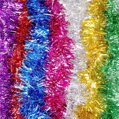 AOEGBY Lametta-Girlande 1,5 mt Weihnachtsdekoration Band Girlande Ornamente Bunte Streifen for Weihnachtsbaum Bar Tops Hochzeit Party Dekoration Lieferungen(Random Color) von AOEGBY