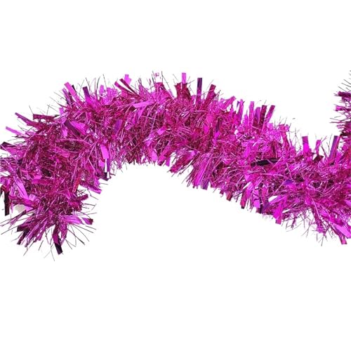 AOEGBY Lametta-Girlande 2 Stück 3,0 m Glitzerquasten Fransenbanner Shinny Rose Gold Metallic Folie Quastengirlande for Weihnachten Geburtstag Party Wand Hintergrund Dekor(Hot Pink Ribbon) von AOEGBY