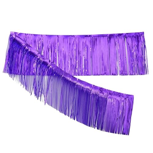 AOEGBY Lametta-Girlande 2 Stück 3,0 m Glitzerquasten Fransenbanner Shinny Rose Gold Metallic Folie Quastengirlande for Weihnachten Geburtstag Party Wand Hintergrund Dekor(Purple) von AOEGBY