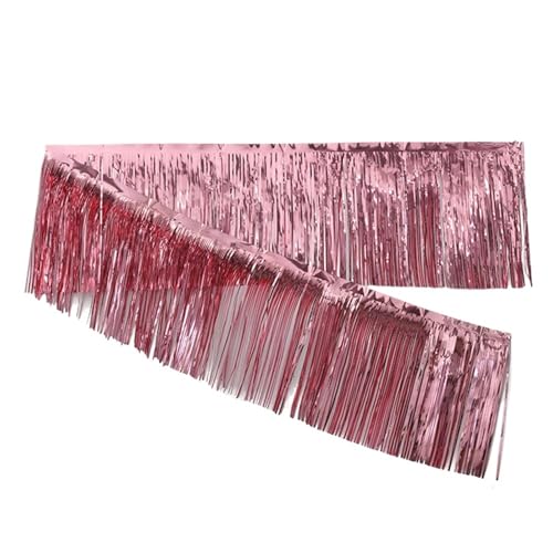 AOEGBY Lametta-Girlande 2 Stück 3,0 m Glitzerquasten Fransenbanner Shinny Rose Gold Metallic Folie Quastengirlande for Weihnachten Geburtstag Party Wand Hintergrund Dekor(Rose Gold) von AOEGBY