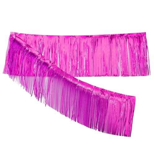 AOEGBY Lametta-Girlande 2 Stück 3,0 m Glitzerquasten Fransenbanner Shinny Rose Gold Metallic Folie Quastengirlande for Weihnachten Geburtstag Party Wand Hintergrund Dekor(Rose Pink) von AOEGBY