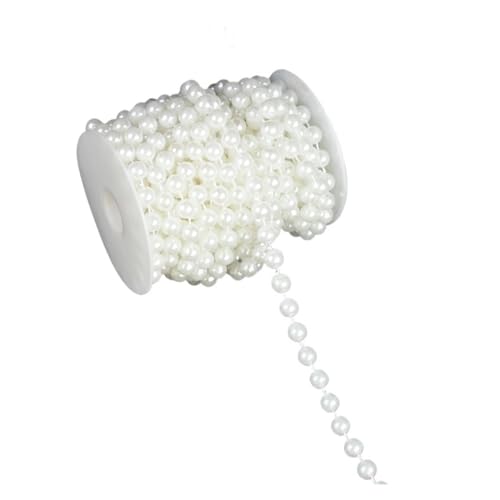 Pearl Bead Roll Strand 3 Meter Nachahmung Perle Perlen Linie Kette Trim 4mm-10mm Perlen Vorhang for Hochzeit Braut Bouquet Decor DIY Schmuck Kleidung Zubehör Garland Pearl Bead Roll(Color:B05-10mm) von AOEGBY