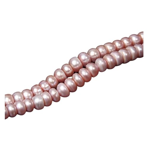 Pearl Bead Roll Strand Weiße natürliche Perle Perlen Süßwasser Reis Form Perle lose Perlen for Schmuck machen DIY Armband Halskette Zubehör Garland Pearl Bead Roll(Color:7 Purple 7-8mm) von AOEGBY