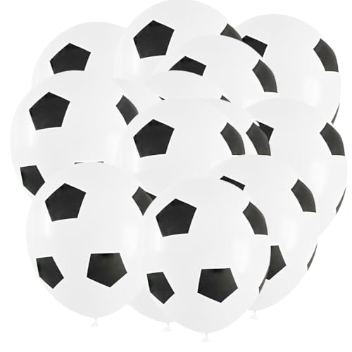 AOEVUIR 25 Pcs Latex Fußball Ballons Fußball Deko Geburtstag für KinderFußball Ballons für Party Dekorationen Fußball Geburtstag Dekorationen Weiß von AOEVUIR