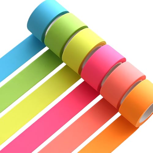 AOEVUIR 6 Pcs Neon Klebeband Fluoreszierendes Tape für Partydeko Halloween Handwerk Leuchtendes Klebeband in Neonfarben 1.5 x 5mm von AOEVUIR