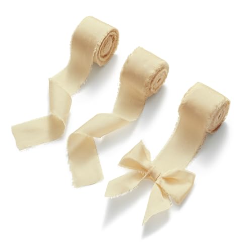 AOKSUNOVA Braunes Geschenkband 2,5cm Schleifenband Braun Chiffonband Hochzeit Hellbraun Stoffband Seidenband Dekoband von AOKSUNOVA