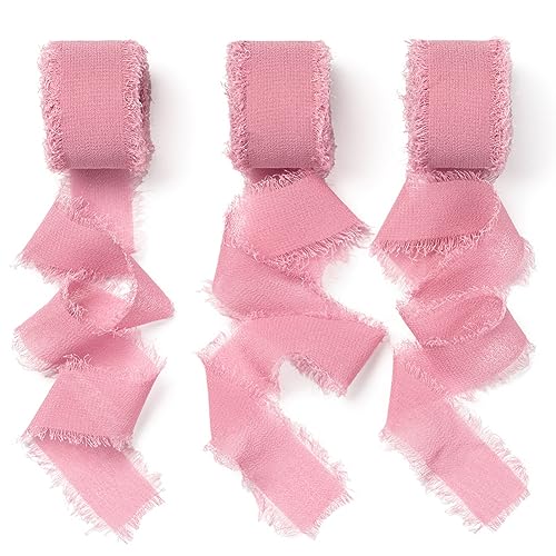 AOKSUNOVA Chiffonband Schleifenband Breit Hochzeit 2,5cm x 18,9m Geschenkband Fuchsia Stoffband von AOKSUNOVA