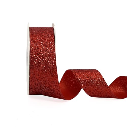 AOKSUNOVA Geschenkband Rot Glitzer 2,5cm x 22,8m Schleifenband Breit Hochzeit Stoffband Metallic Geschenkbänder Band Hochzeit AOKSUNOVA Geschenkband Rot Glitzer 2,5cm x 22,8m Schleifenband Breit Hochzeit Stoffband Metallic Geschenkbänder Band Hochzeit von AOKSUNOVA
