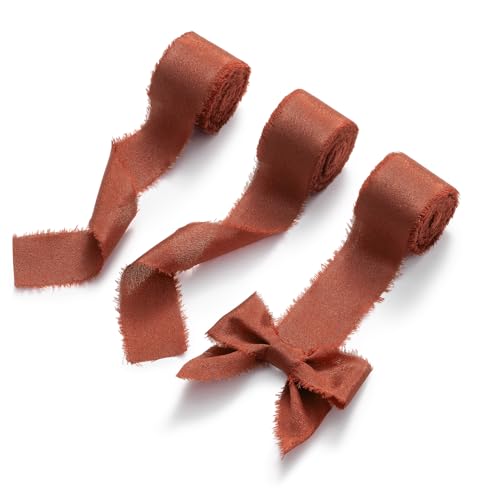 AOKSUNOVA Schleifenband Terracotta Geschenkband Terracotta 2,5cm Chiffonband Stoffband Seidenband Hochzeit Dekoband von AOKSUNOVA