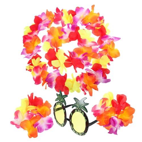 AOKWAWALIY 1 Satz Hawaiianische Lei Hawaii-girlande Party-armband Hawaiianische Themenpartybevorzugung Luau-partygirlande Hawaiianische Partyartikel Hawaii-themenstütze Blumenarmband Tuch von AOKWAWALIY