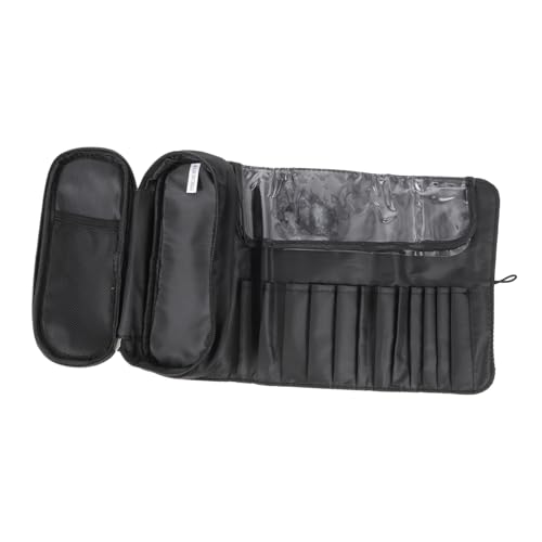 AOKWAWALIY 1Stk Aufbewahrungstasche ansehen reise schmuckschatulle Bürstenhalter Kulturbeutel pinsel tasche makeup kosmetikpinsel set Reise-Kosmetiktasche Tragbarer Kosmetikhalter Leder Black von AOKWAWALIY