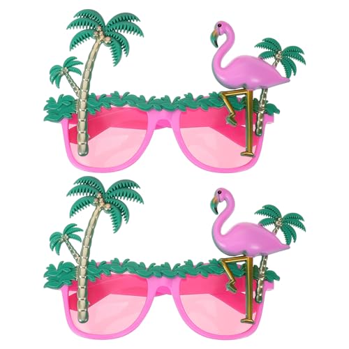 AOKWAWALIY 2 Stück Flamingo-Sonnenbrille Luau-Party-Sonnenbrille Lustige Flamingo-Brille Hawaii-Sonnenbrille Tropisches Kostüm -Requisiten Für Brillen () von AOKWAWALIY