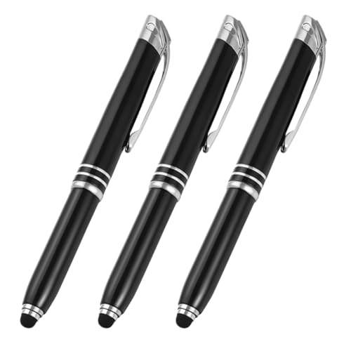 AOKWAWALIY 3st Kugelschreiber Led-taschenlampenstifte Touchpen Mit Licht Kapazitiver Stylus-stift Schwarzer Led-multifunktionsstift Leuchtstifte Taschenlampe Stift Metall Unternehmen Student von AOKWAWALIY