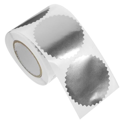 AOKWAWALIY Eleganter, runder Siegelaufkleber, 50 mm, Medaillen-Aufkleber für Diplome, Klebepunkte, Abschlussfeier, Silber von AOKWAWALIY