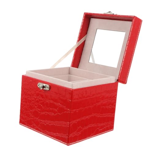 AOKWAWALIY Kasten Kosmetikkoffer Aus Leder Schmuckverpackungsboxen Reise Schmuckschatulle Schmuck Organizer Klar Für Ohrringe Reise-schmucketui Schmuck-geschenkboxen Rot Pu von AOKWAWALIY