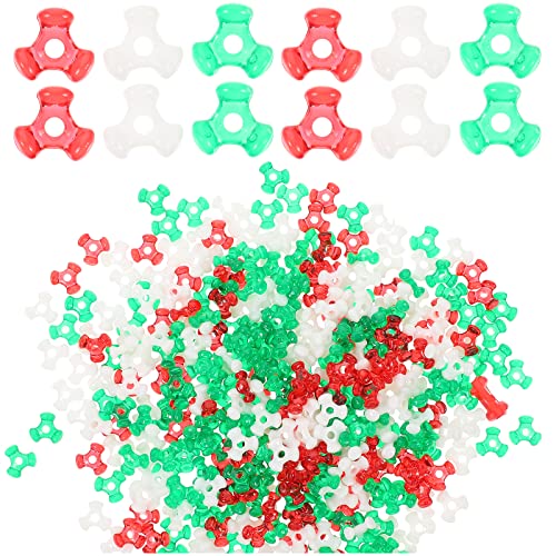 Weihnachtsperlen, Tri-Perlen, Rot, Grün, Weiß, transparente Kunststoff-Dreieck-Perlen, DIY-Perlenverzierungsset für Bastelarbeiten, Kranz, Zuckerstange, Weihnachtsbaumschmuck, 1000 Stück von AOKWAWALIY