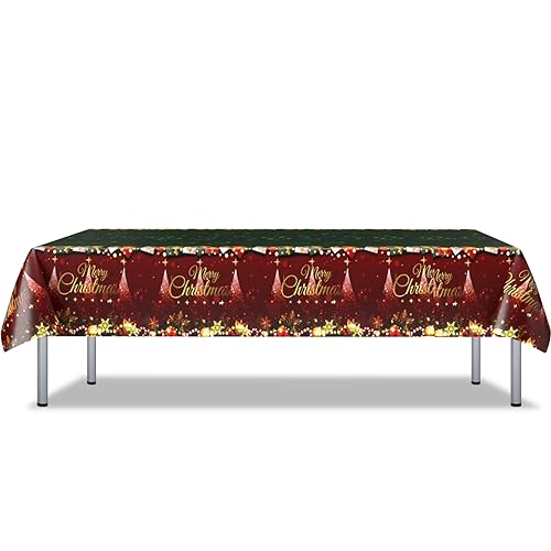 Tischdecke Weihnachten, Rechteck Rot Grün Weihnachten Weihnachtsbaum und Rentier Tischdekoration Partytischdecke, Wasserabweisend Küche Tischtücher für Neujahr Winterferien Dekoration,137x274cm von AOLOA