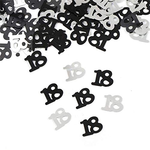 15g Ziffern 16 18 30 40 50 60 Konfetti Happy Birthday Party Zahlen Tisch Streusel Dekorationen Streusel Metallic, 18 schwarz, 15 g von AOM