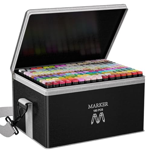 AOMEES Filzstifte 180+4 Farben Marker Set, Alkohol Permanenter Marker Set,Graffiti Stifte Fettige Marker Schnell Trocknende, Twin Tip Marker Stifte Set für Manga, Malerei, Zeichnung von AOMEES