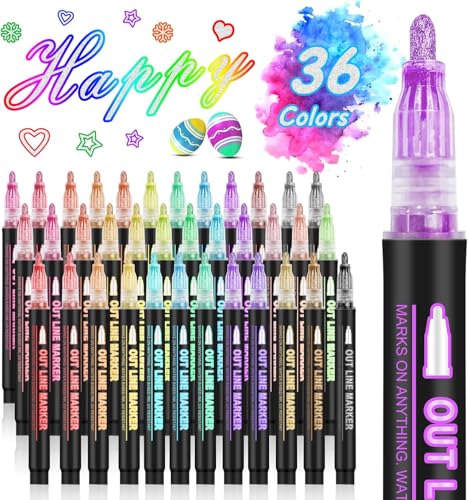 AOMEES Glitter Pencils Magic Pens Besondere Weihnachtsgeschenke Ideen: 36 Outline Magische Marker Stifte Set, Geburtstag Weihnachten Geschenke Teens Mädchen 4-12 Jahre alt Craft Supplies von AOMEES