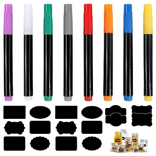 AOMiGT Whiteboard Marker, Kreidestifte, 8 Stücke Trocken Abwischbare Marker mit Kreidetafel Labels, Kreidestift Set, Neon Kreide Stift für Whiteboards Memoboard Pinnwand Flipchart Marker von AOMiGT