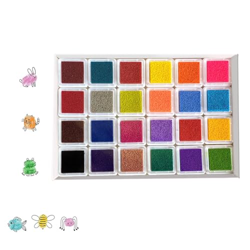 Stempelkissen Bunt, Stempelkissen Set, 24 Farben Stempelkissen Kinder, Stempelkissen zum Basteln, Stempelkissen, Abwaschbar Kinder Stamp Pad Fingerstempelfarbe für DIY, Scrapbooking, Stoffmalerei von AOMiGT