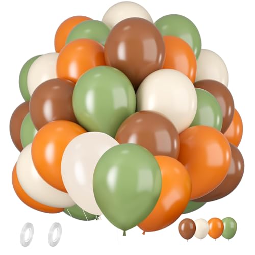 12 Zoll Grün Orange Braun Luftballons, Luftballons Boho Bunt, Herbst Luftballons, für Herbstdeko Thanksgiving Wald-Thema Party Kinder Geburtstag Babyparty Dekoration von AONAT