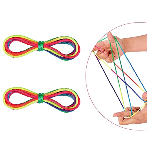 2 Stück Fadenspiel Fingerspiel, Finger Twist Fadenspiel, Flexibles Fadenspiele für Kinder, Rainbow Rope, Fingerspiel für Jungen und Mädchen ab 5 Jahre, Länge 78 cm,ideal als kleines Geschenk von AONAT