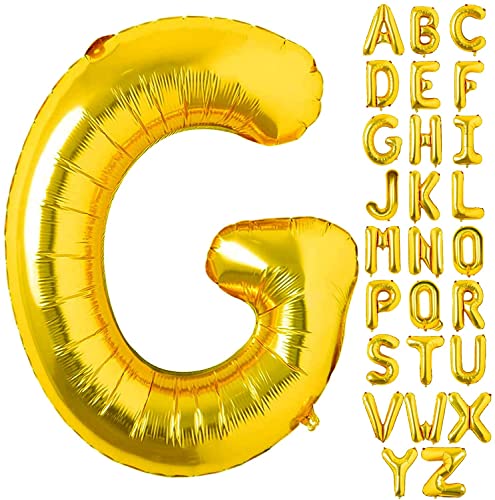 AONAT Gold Luftballons Alphabet 16 Zoll, Folienballon Buchstaben Luftballon Große Mylar Folie Helium Brief Luftballons Geburtstag Hochzeit Babyparty Silvester Dekoration (Buchstabe G) von AONAT