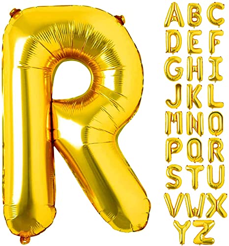 AONAT Gold Luftballons Alphabet 16 Zoll, Folienballon Buchstaben Luftballon Große Mylar Folie Helium Brief Luftballons Geburtstag Hochzeit Babyparty Silvester Dekoration (Buchstabe R) von AONAT