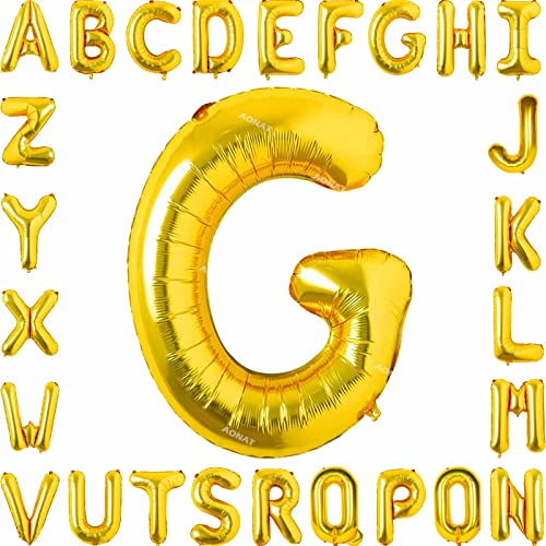 Folienballon Buchstaben 40Zoll Luftballon Gold Luftballons Alphabet Große Mylar Folie Helium Brief Luftballons Geburtstag Hochzeit Babyparty Silvester Dekoration Jubiläumsdekorationen (Buchstabe G) von AONAT