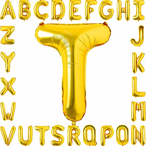 Folienballon Buchstaben 40Zoll Luftballon Gold Luftballons Alphabet Große Mylar Folie Helium Brief Luftballons Geburtstag Hochzeit Babyparty Silvester Dekoration Jubiläumsdekorationen (Buchstabe T) von AONAT