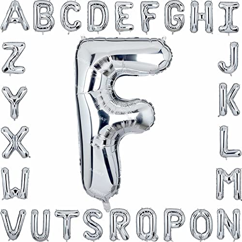 Folienballon Buchstaben 40Zoll Luftballon Silber Luftballons Alphabet Große Mylar Folie Helium Brief Luftballons Geburtstag Hochzeit Babyparty Silvester Dekoration Jubiläumsdekorationen (Buchstabe F) von AONAT