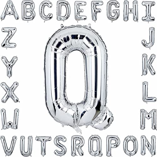 Folienballon Buchstaben 40Zoll Luftballon Silber Luftballons Alphabet Große Mylar Folie Helium Brief Luftballons Geburtstag Hochzeit Babyparty Silvester Dekoration Jubiläumsdekorationen (Buchstabe Q) von AONAT