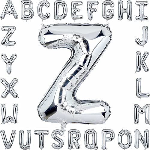 Folienballon Buchstaben 40Zoll Luftballon Silber Luftballons Alphabet Große Mylar Folie Helium Brief Luftballons Geburtstag Hochzeit Babyparty Silvester Dekoration Jubiläumsdekorationen (Buchstabe Z) von AONAT