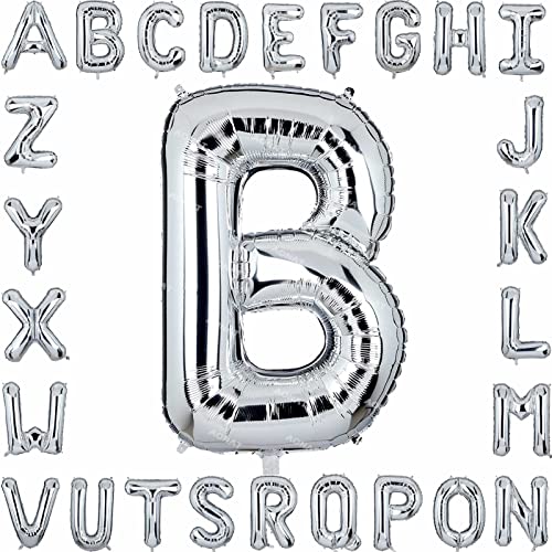 Folienballon Buchstaben 40Zoll Luftballon Silber Luftballons Alphabet Große Mylar Folie Helium Brief Luftballons Geburtstag Hochzeit Babyparty Silvester Dekoration Jubiläumsdekorationen (Buchstabe B) von AONAT