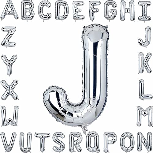 Folienballon Buchstaben 40Zoll Luftballon Silber Luftballons Alphabet Große Mylar Folie Helium Brief Luftballons Geburtstag Hochzeit Babyparty Silvester Dekoration Jubiläumsdekorationen (Buchstabe J) von AONAT