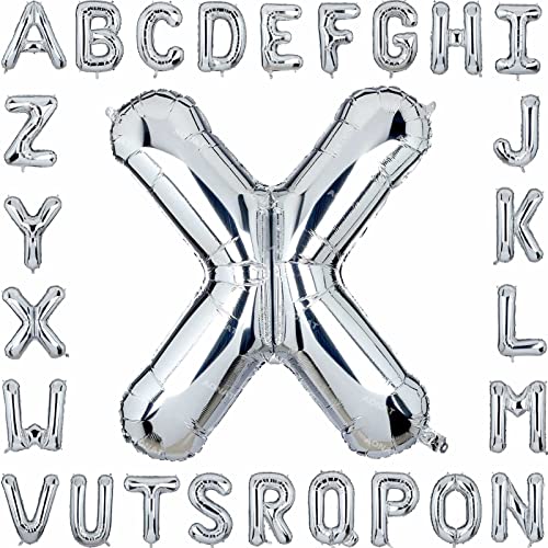 Folienballon Buchstaben 40Zoll Luftballon Silber Luftballons Alphabet Große Mylar Folie Helium Brief Luftballons Geburtstag Hochzeit Babyparty Silvester Dekoration Jubiläumsdekorationen (Buchstabe X) von AONAT