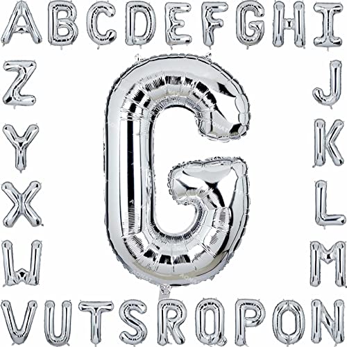 Folienballon Buchstaben 40Zoll Luftballon Silber Luftballons Alphabet Große Mylar Folie Helium Brief Luftballons Geburtstag Hochzeit Babyparty Silvester Dekoration Jubiläumsdekorationen (Buchstabe G) von AONAT