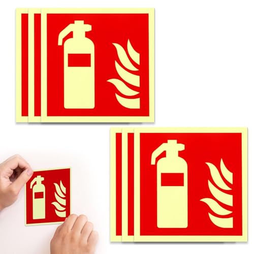 6 StüCk FeuerlöScher Schild,Hochwertiger Pvc-Starkkleber Schild FeuerlöScher,Selbstklebendes,Leuchtendes Etikett,15 X 15 Cm,Geeignet FüR FeuerlöScher FüR Zuhause,Einkaufszentren,Garagen Usw. von AONAYO