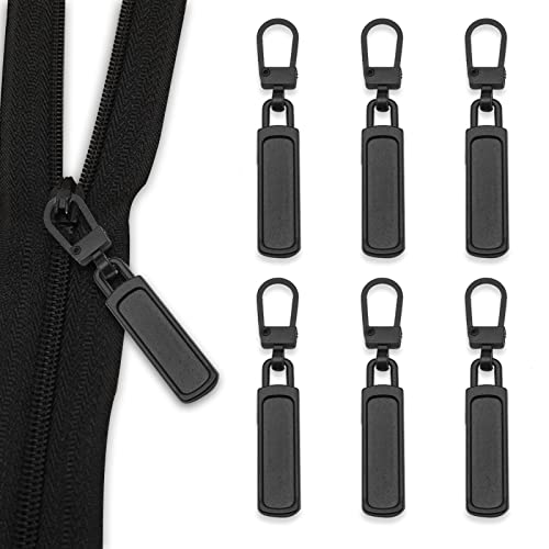 6 Stück Schwarze Metall Reißverschluss Zieht, Reißverschluss Abzieher Ersatz, Abnehmbarer Zipper Reparatur Ersatzteile für Jacke, Rucksack, Hose, Zelt von AOOGON